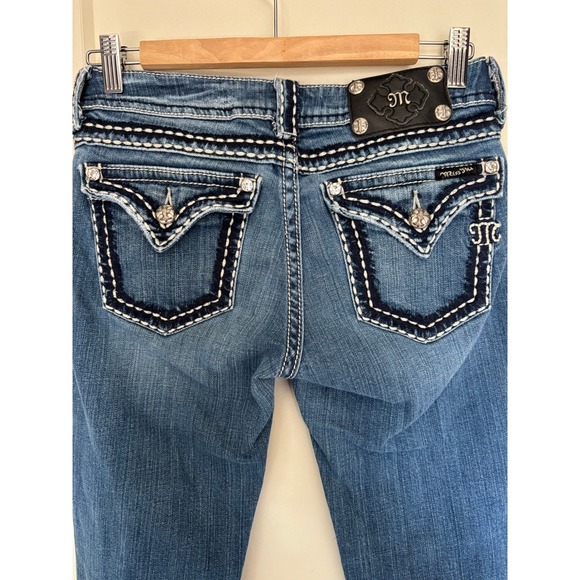 Miss Me Denim - Miss Me JP5014 Boot Jeans Size 28 EUC rhinestones thick stitching